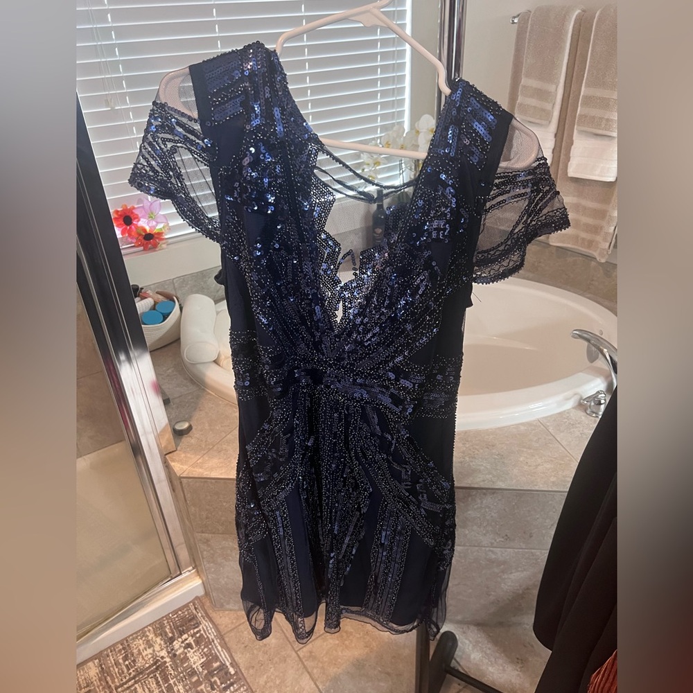 Dark royal blue sequins dress